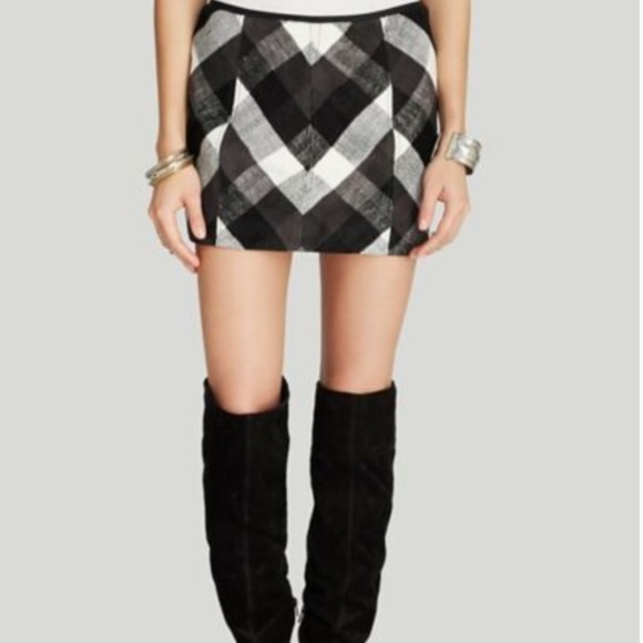 Free People Twiggy Herringbone Plaid Mini Skirt - Picture 2 of 10
